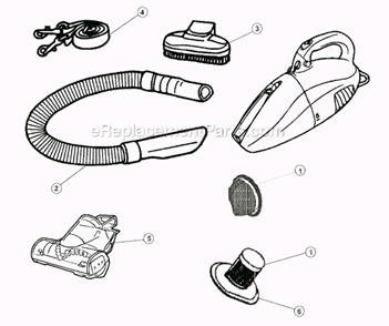 Page A Diagram and Parts List for M08225X  Dirt Devil Hand Vacuum